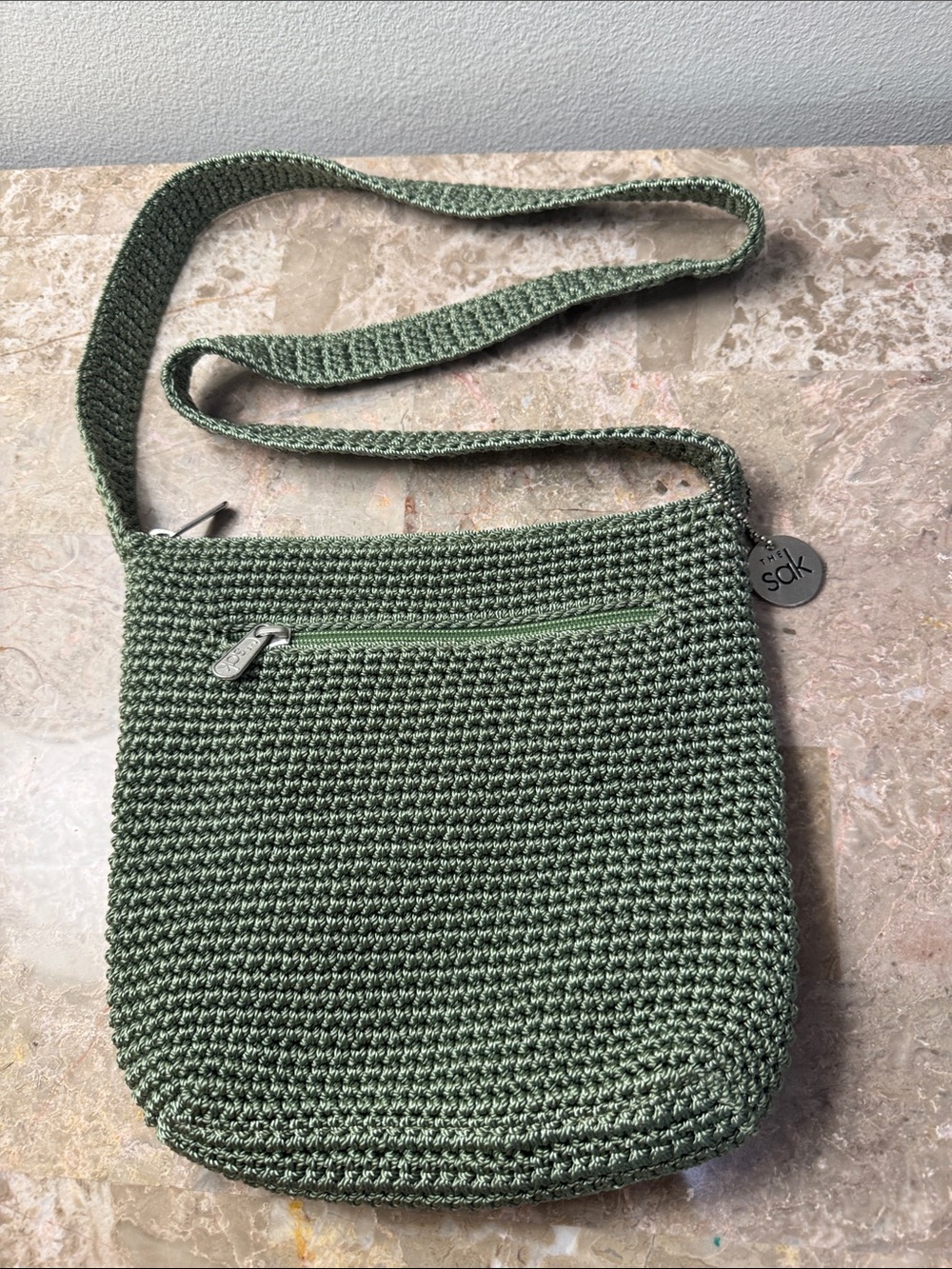 The Sak Green Crochet Crossbody Bag shoulder bag